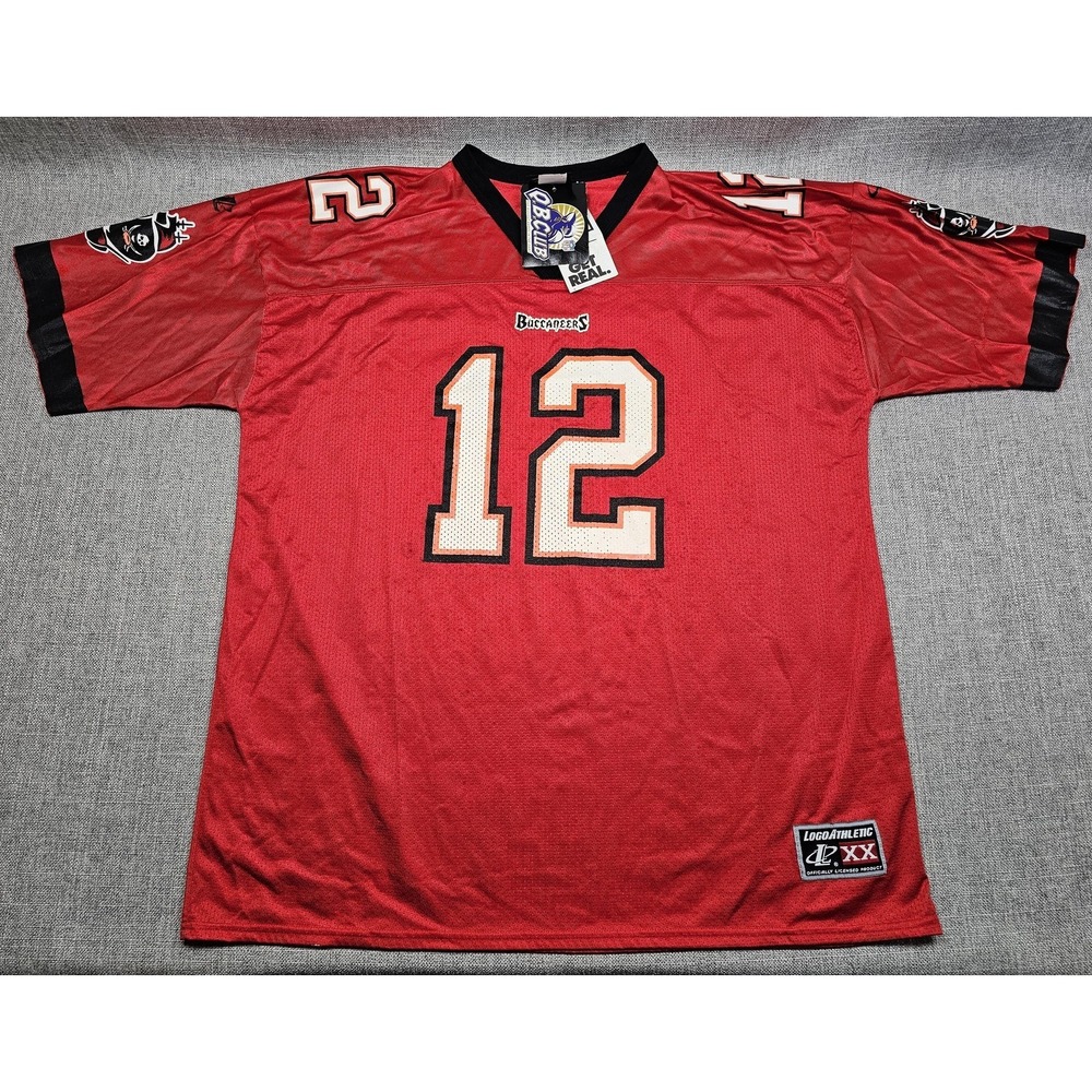 VINTAGE Tampa Bay Buccaneers Jersey Mens 2XL Red NFL Dilfer 12 Logo Athletic 90s
